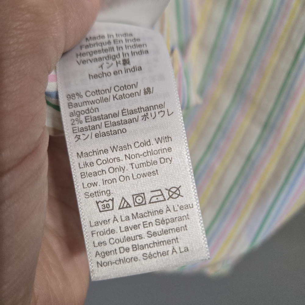 J Crew Factory Multi Color Pinstripe Ruffle Blouse Size 18 - Picture 13 of 15